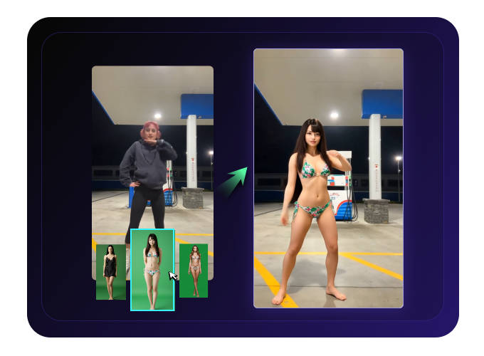 필터링되지 않은 AI 바디 스왑 비디오 생성기